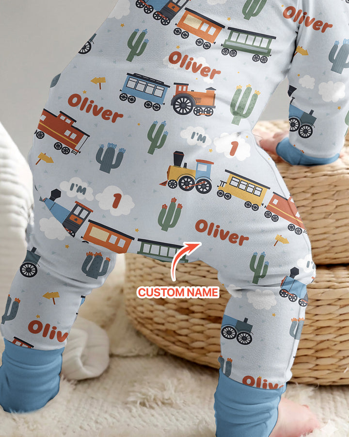 Personalized Train Birthday Bamboo Convertible Zippy