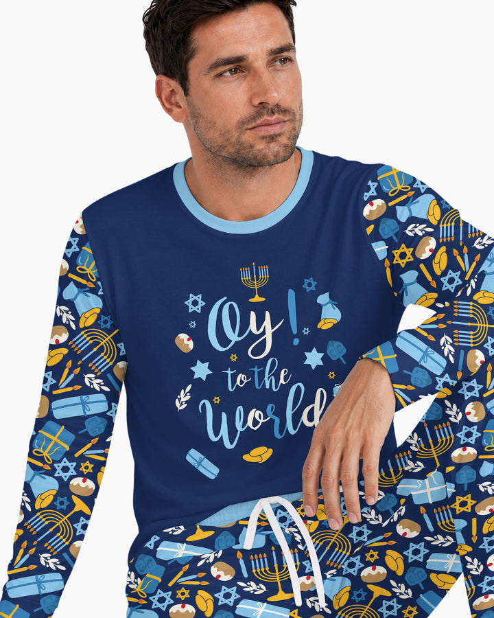 Oy to the World Hanukkah Bamboo Men's Pajama Set