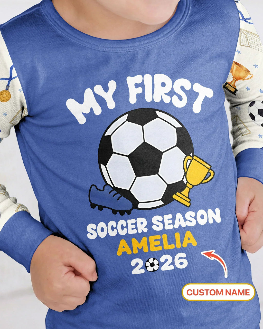 Custom Name My First Soccer Season Bamboo Two Piece Long Sleeve Pajama Set