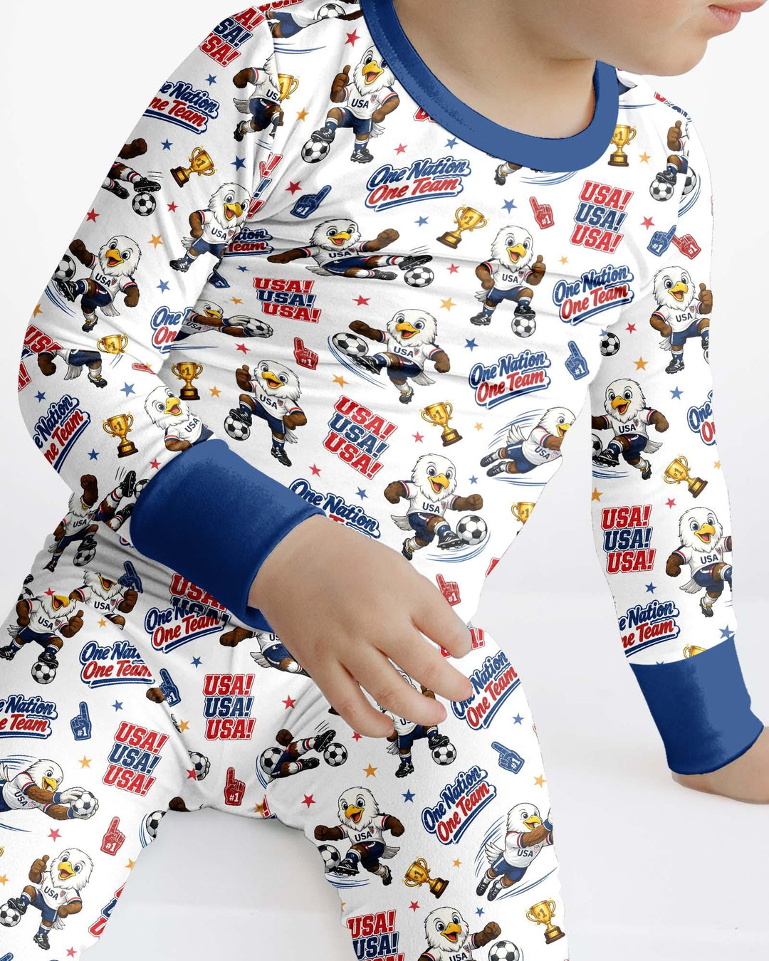 Soccer One Nation One Team Bamboo Two Piece Long Sleeve Pajama Set