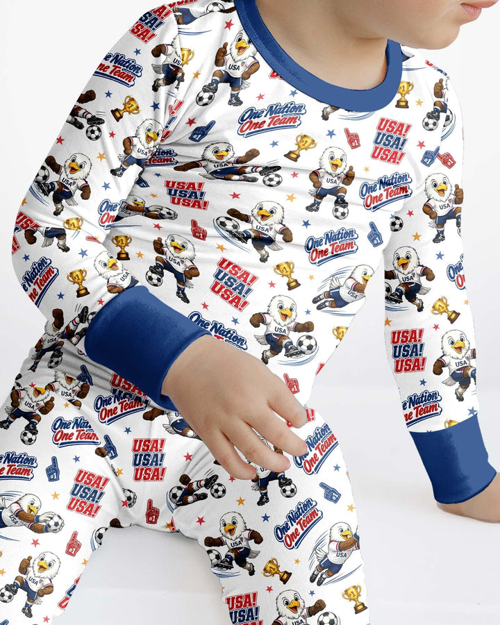 Soccer One Nation One Team Bamboo Two Piece Long Sleeve Pajama Set