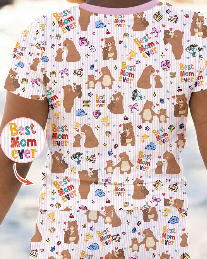 Best Mama Bear Ever Family Matching Bamboo Two Piece Short Sleeve Pajama Set