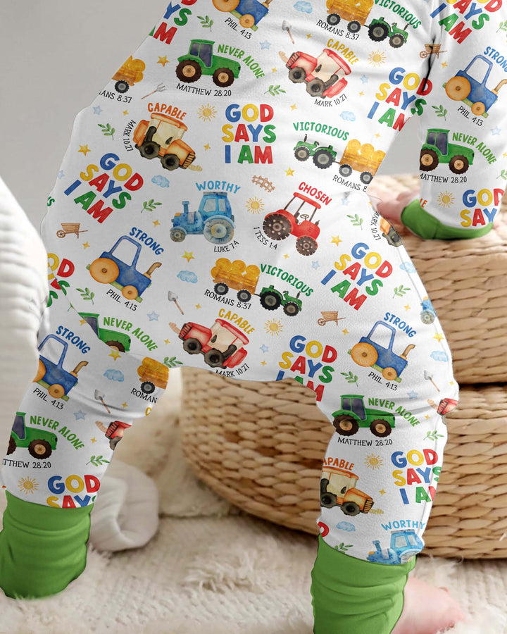 Farm Vehicles God Says I am Bamboo Convertible Zippy