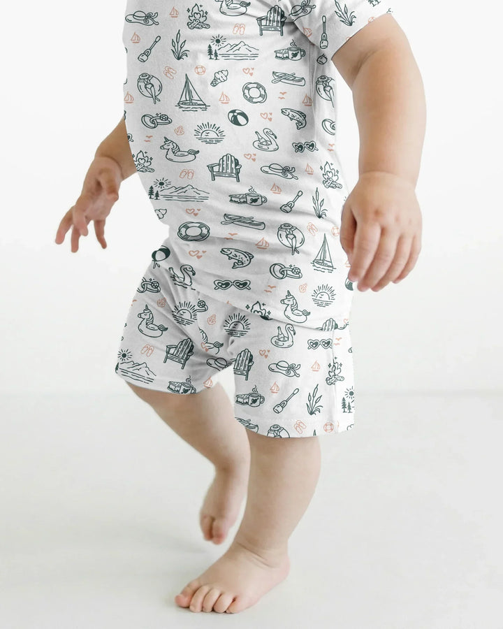 Schlafanzug-Set zweiteilig, kurze Ärmel, kurze Hose, Bambus