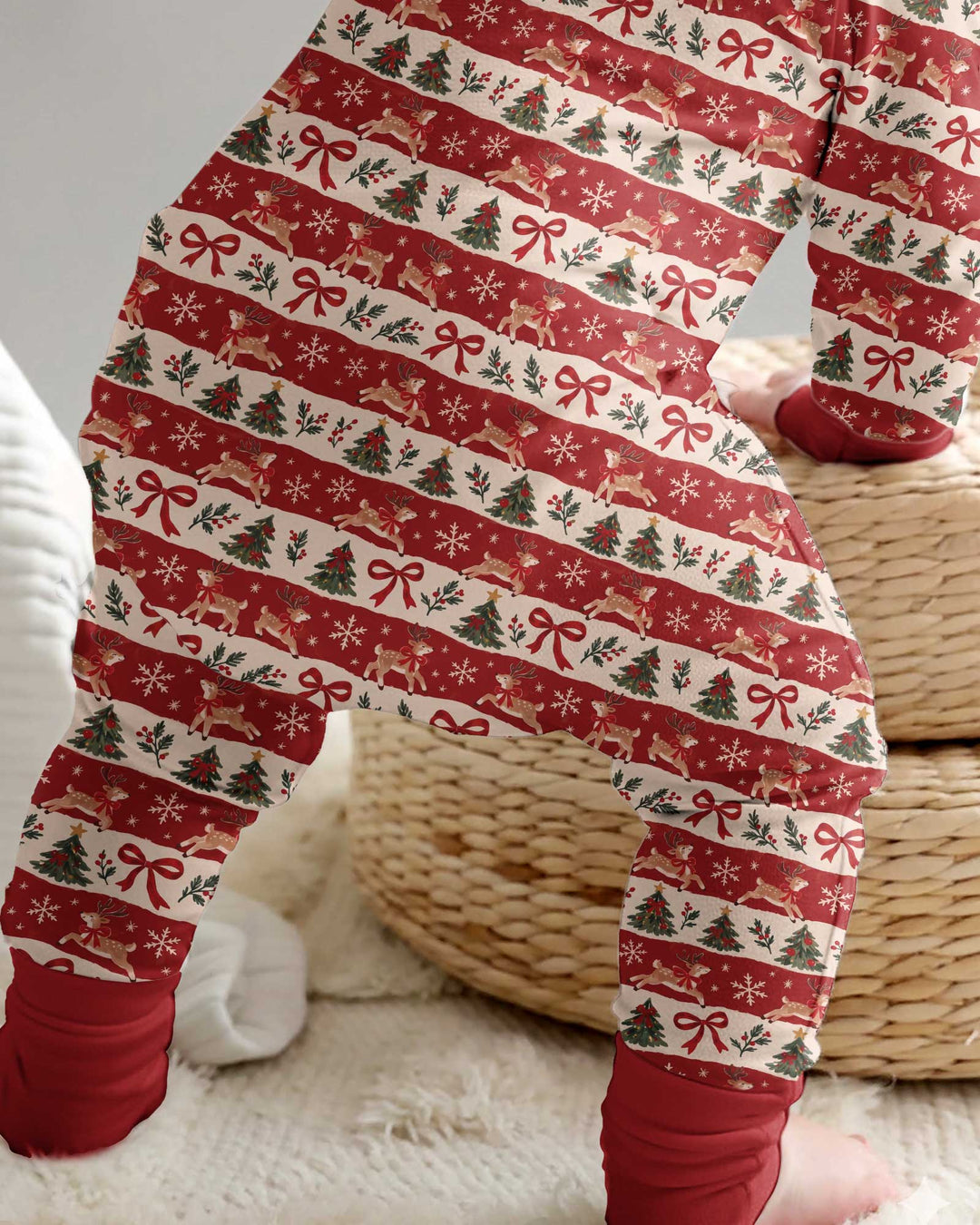 Vintage Reindeer Christmas Stripes Bamboo Convertible Zippy