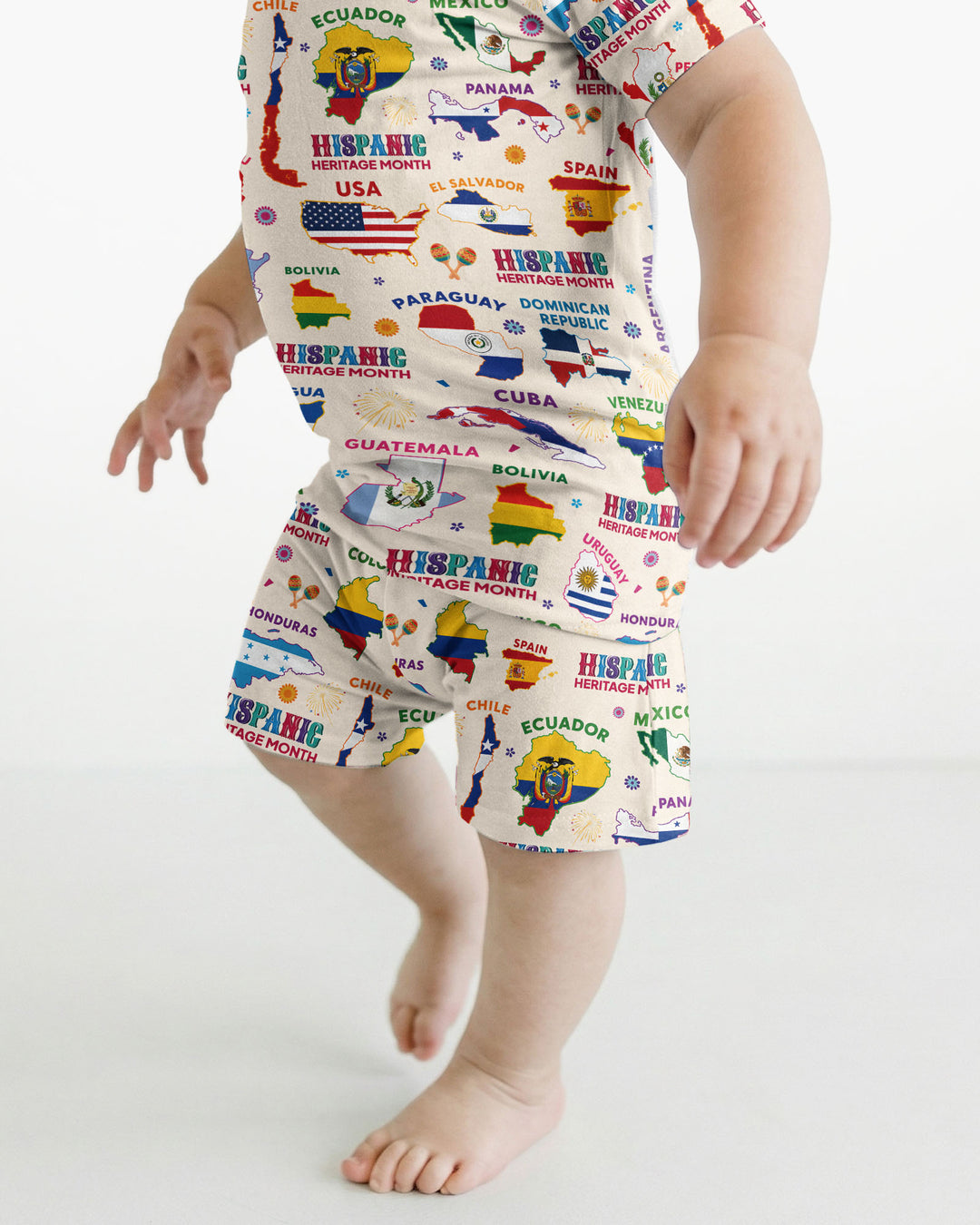 Hispanic Heritage Month Country Flags Bamboo Two Piece Short Sleeve Shorts Pajama Set