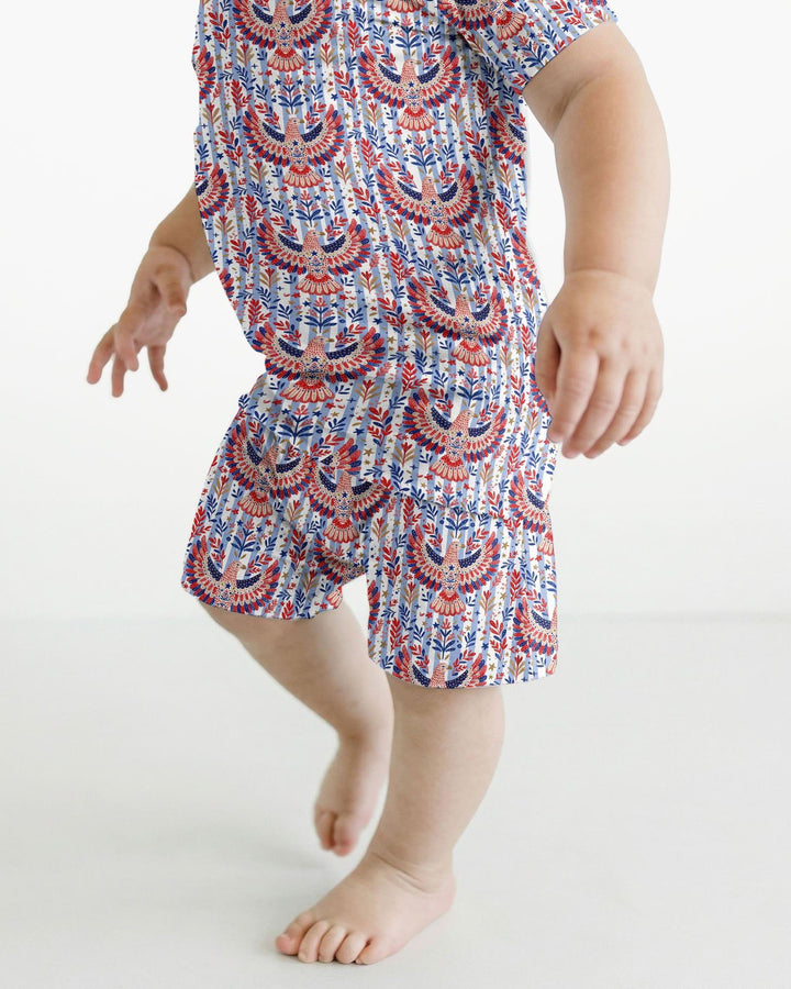 Patriotic Eagle Bamboo Two Piece Short Sleeve Shorts Pajama Set