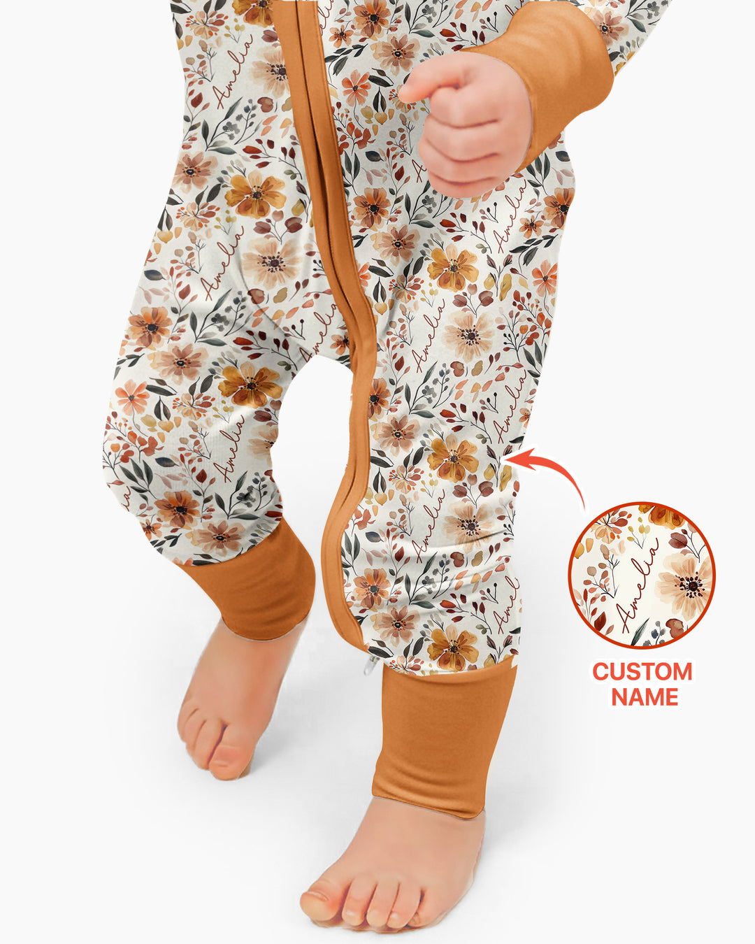 Custom Name Fall Flower Bamboo Convertible Zippy