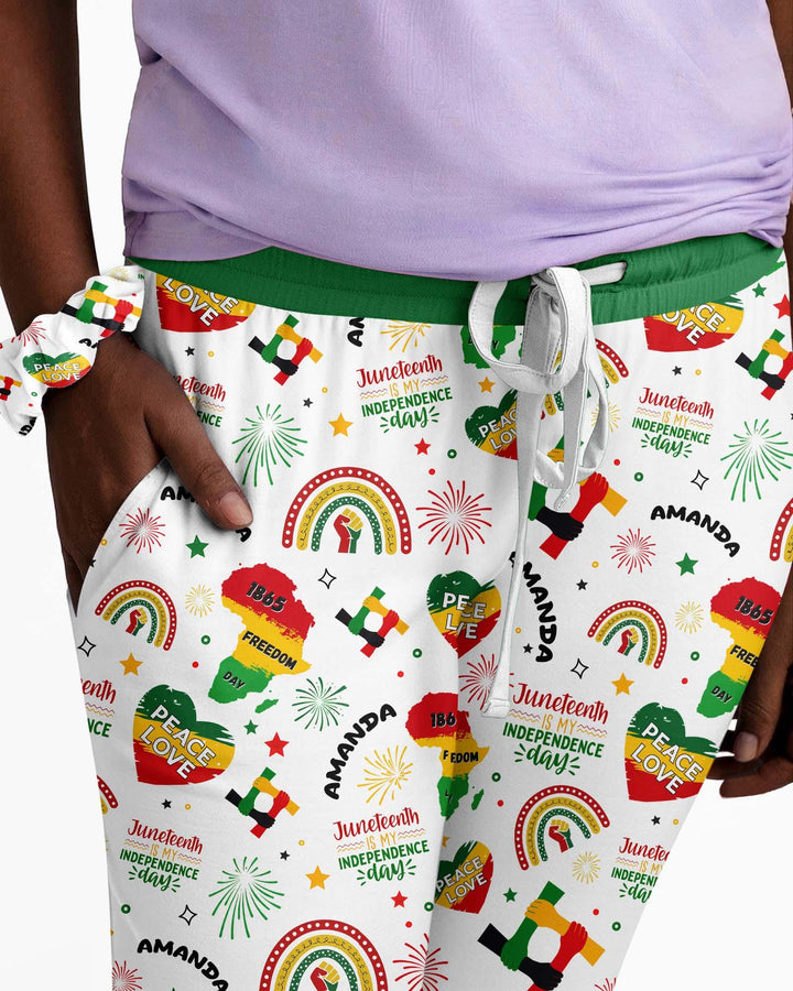 Custom Name Juneteenth Is My Independence Day Bamboo Women Pajama Set