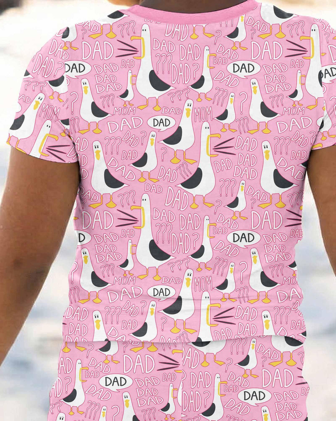 Conjunto de Pijama de Manga Corta de Bambú de Dos Piezas con Gaviota Divertida para PAPÁ