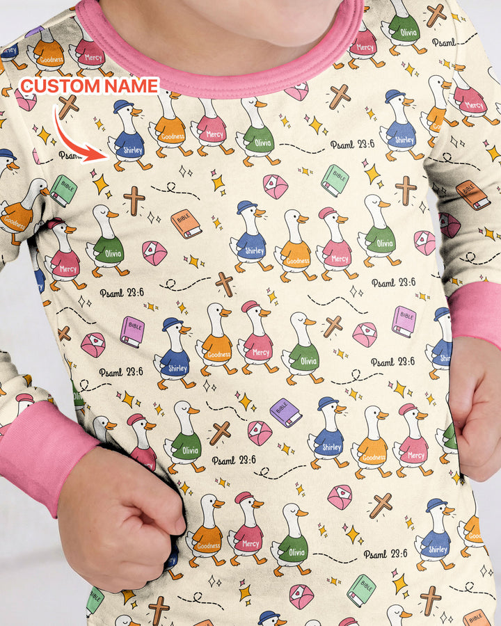 Psalm 23:6 Matching Family Bamboo Two Piece Long Sleeve Pajama Set