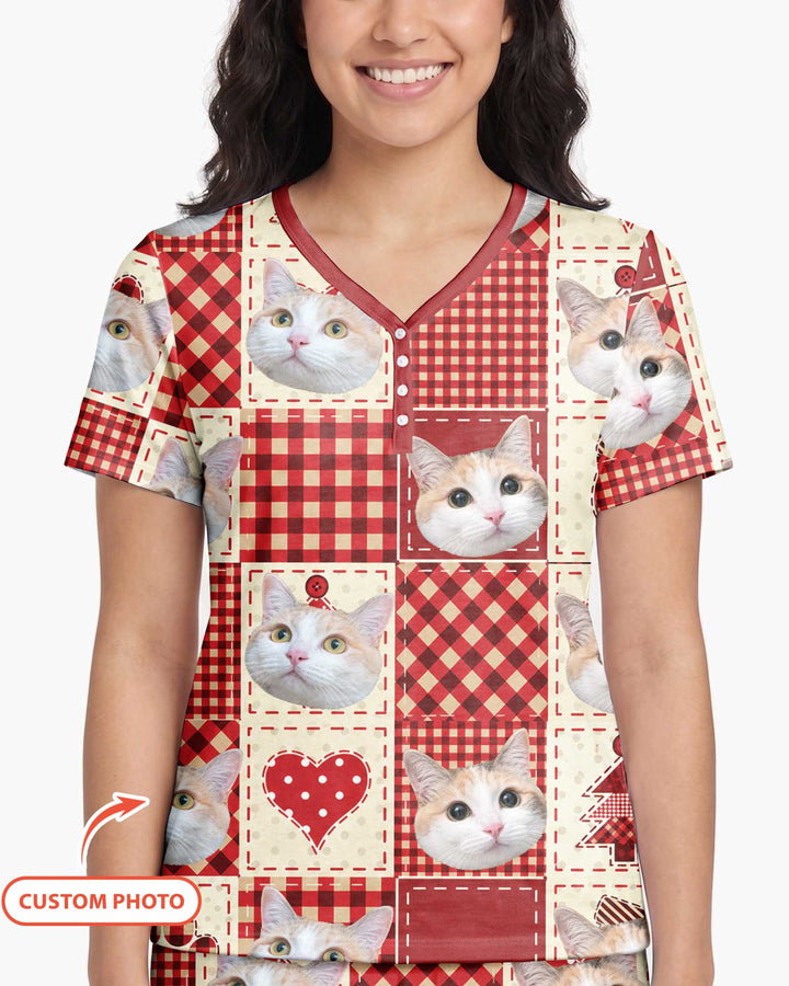 Christmas Ugly Pet Bamboo Women Short Sleeve Short Pajama Set