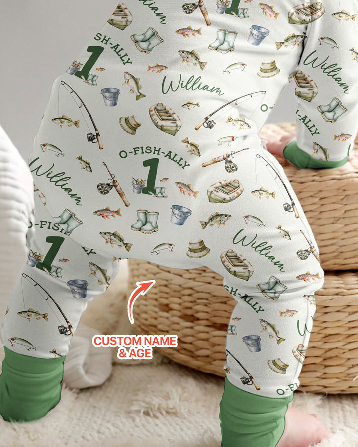 Personalized Fishing Birthday  Bamboo Convertible Zippy