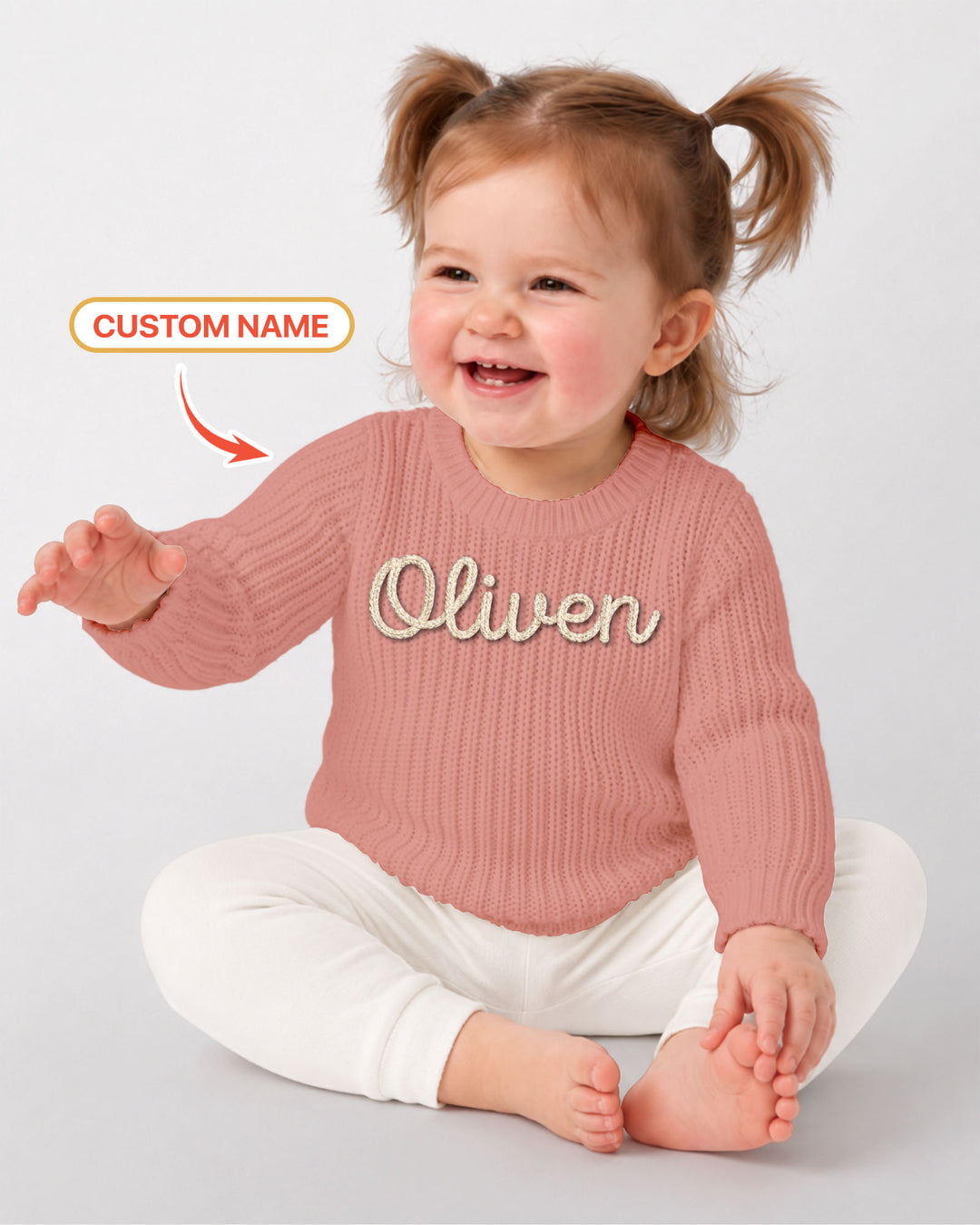 Embroidered Baby Name Bamboo Knit Sweater Bubble