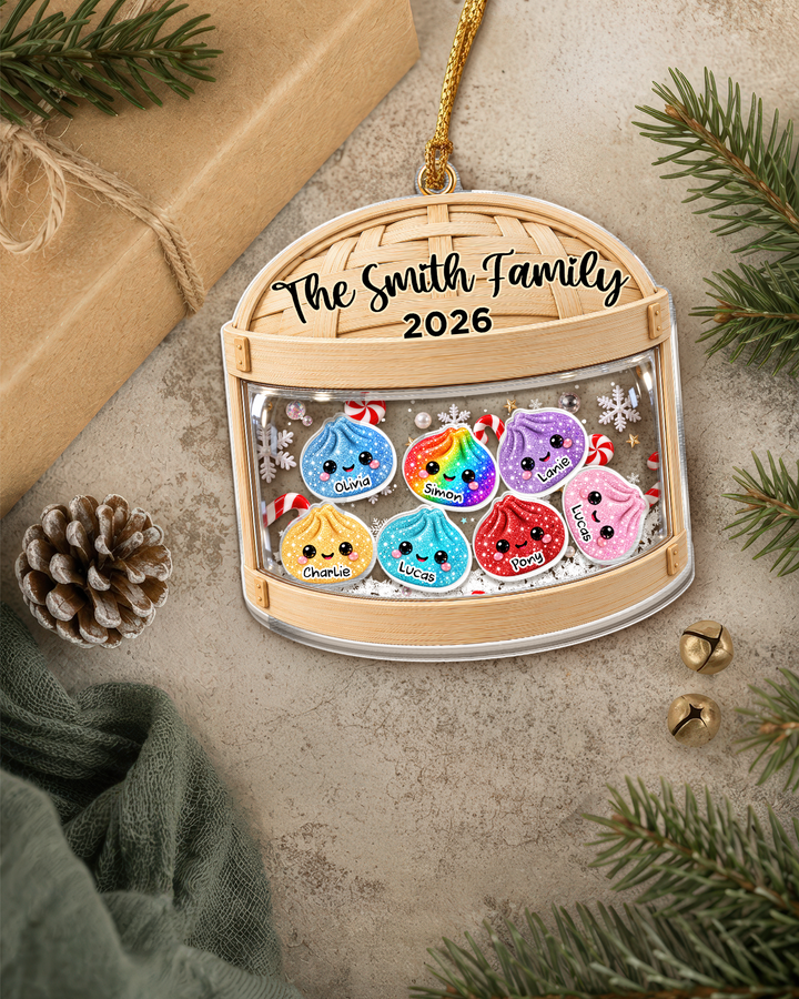 Glitter Dumpling Family - Personalized Shaker Ornament