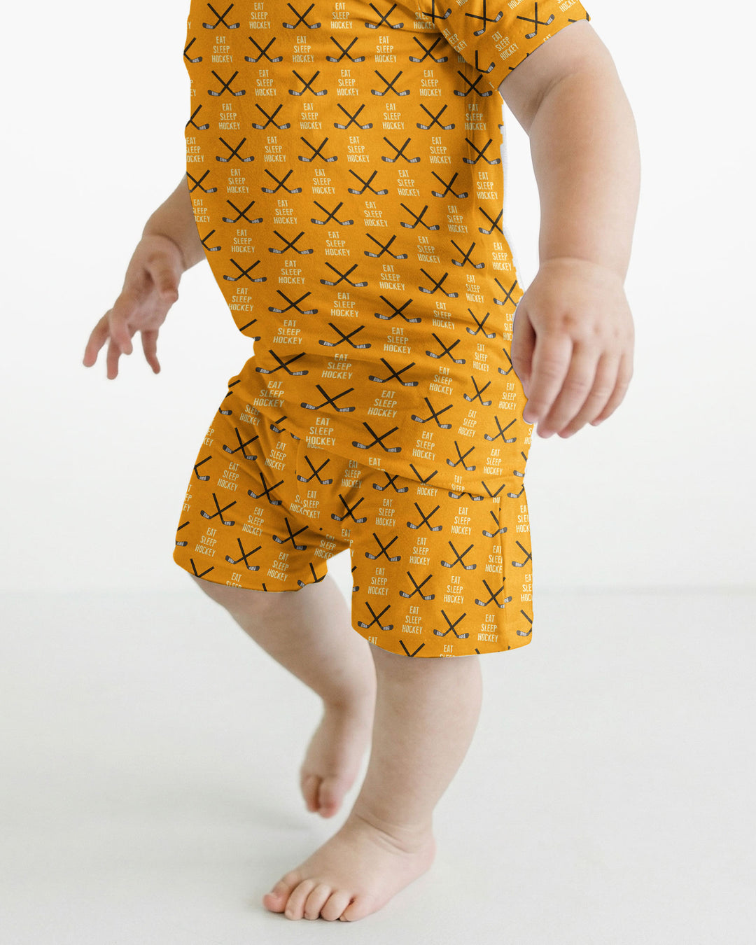 Eat Sleep Hockey Bamboo Two Piece Short Sleeve Shorts Pajama Set