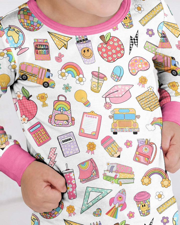 Preppy Back to School Bamboo Two Piece Long Sleeve Pajama Set