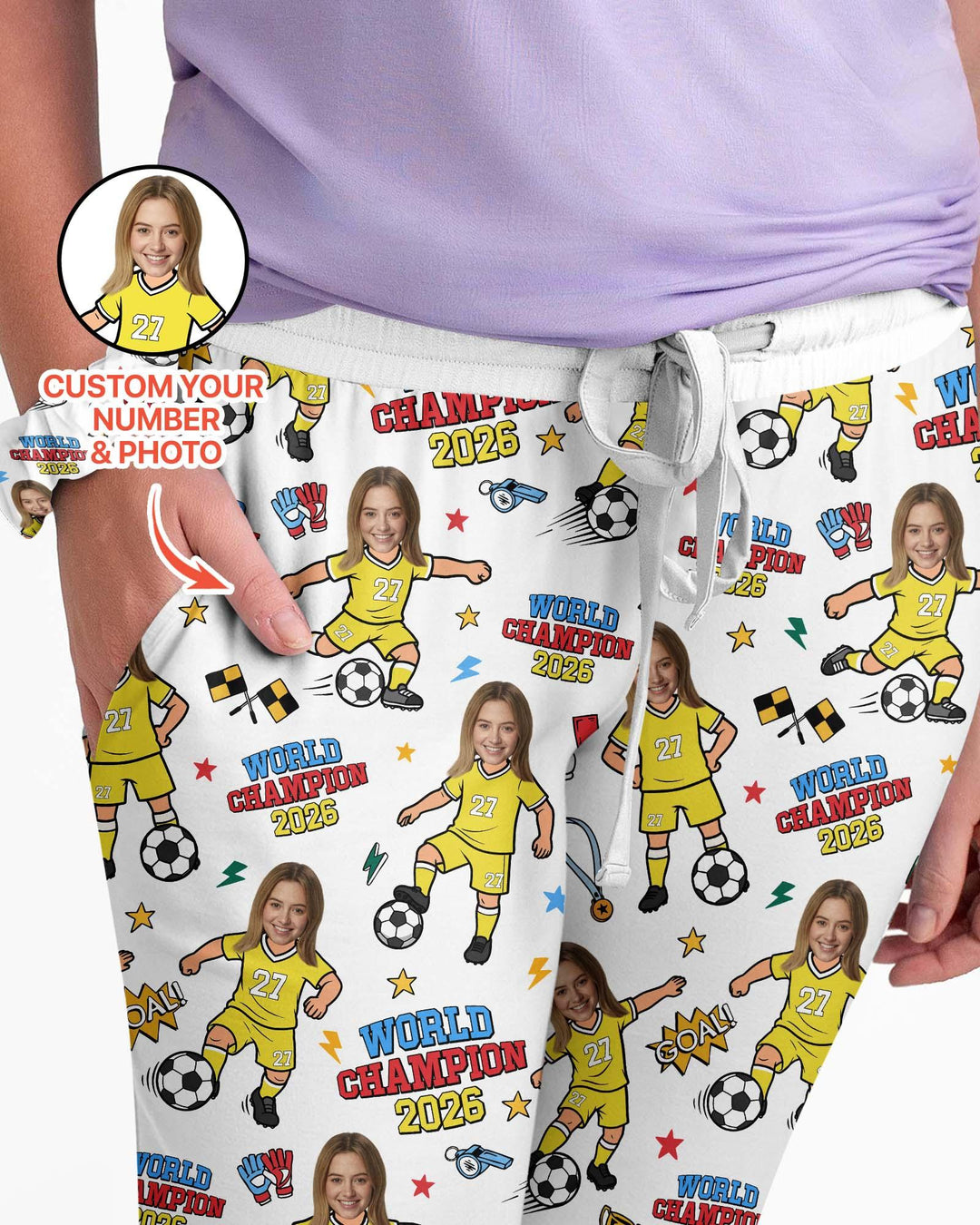 Custom Photo World Champion 2026 Family Matching Bamboo Women Pajama Set