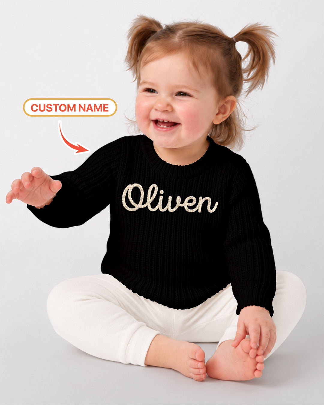Embroidered Baby Name Bamboo Knit Sweater Bubble