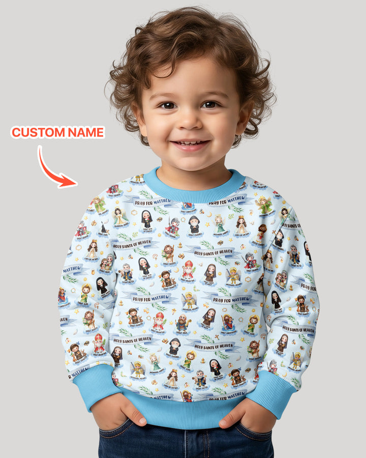 Sudadera de cuello redondo de bambú con nombre personalizado "Holy Saints of Heaven"