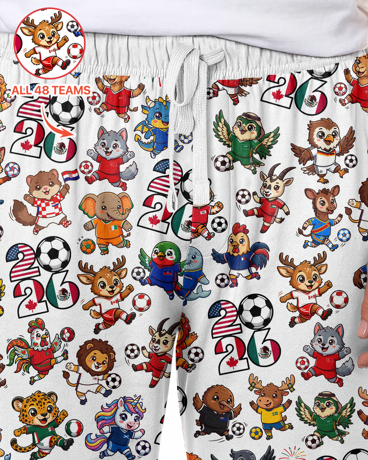 Kawaii Animals Soccer Tour 2026 Family Matching Bamboo Men's Pajama Set