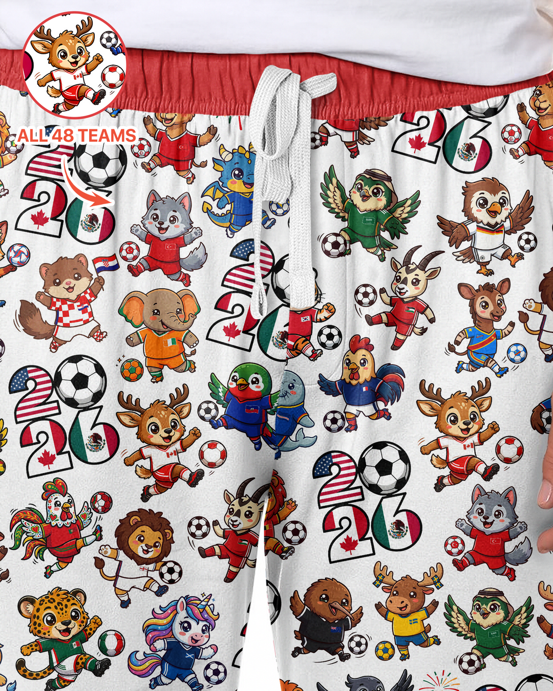 Kawaii Animals Soccer Tour 2026 Family Matching Bamboo Men's Pajama Set