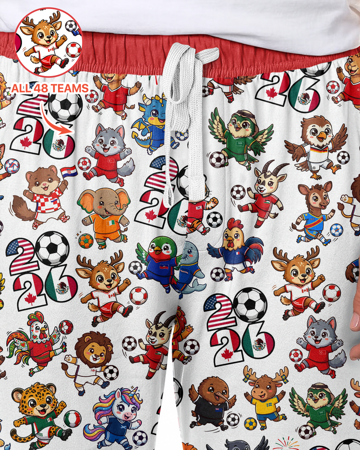 Kawaii Animals Soccer Tour 2026 Family Matching Bamboo Men's Pajama Set
