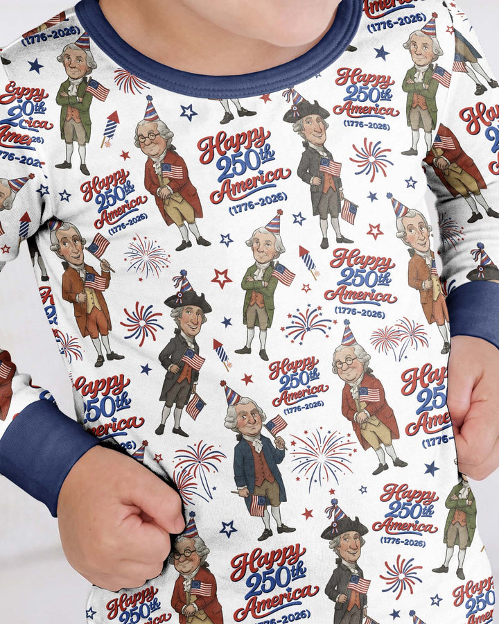 Party Like It's 1776 Family Matching Bamboo Two Piece Long Sleeve Pajama Set
