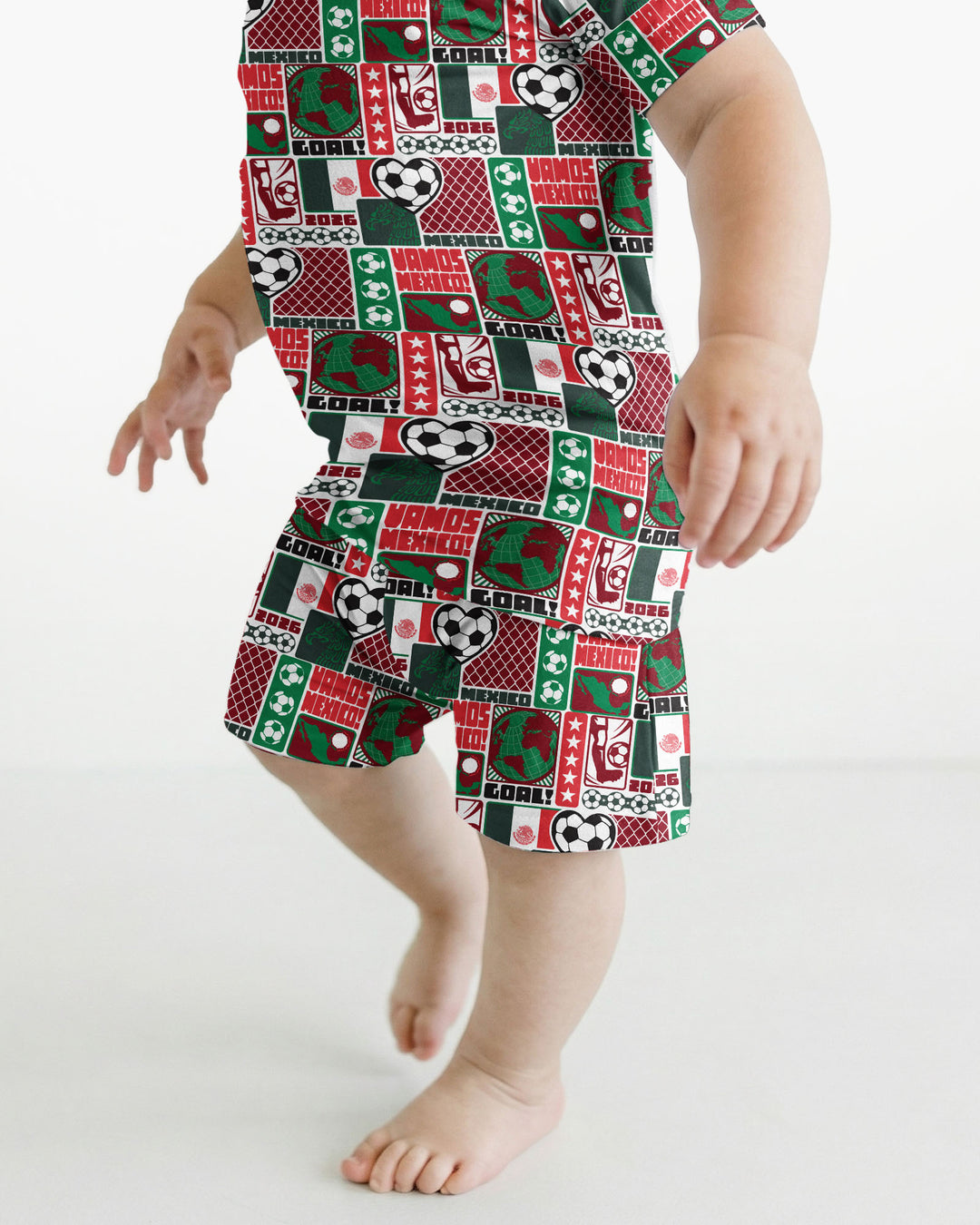 World Soccer Vamos Mexico Bamboo Two Piece Short Sleeve Shorts Pajama Set