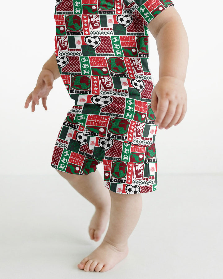 World Soccer Vamos Mexico Bamboo Two Piece Short Sleeve Shorts Pajama Set