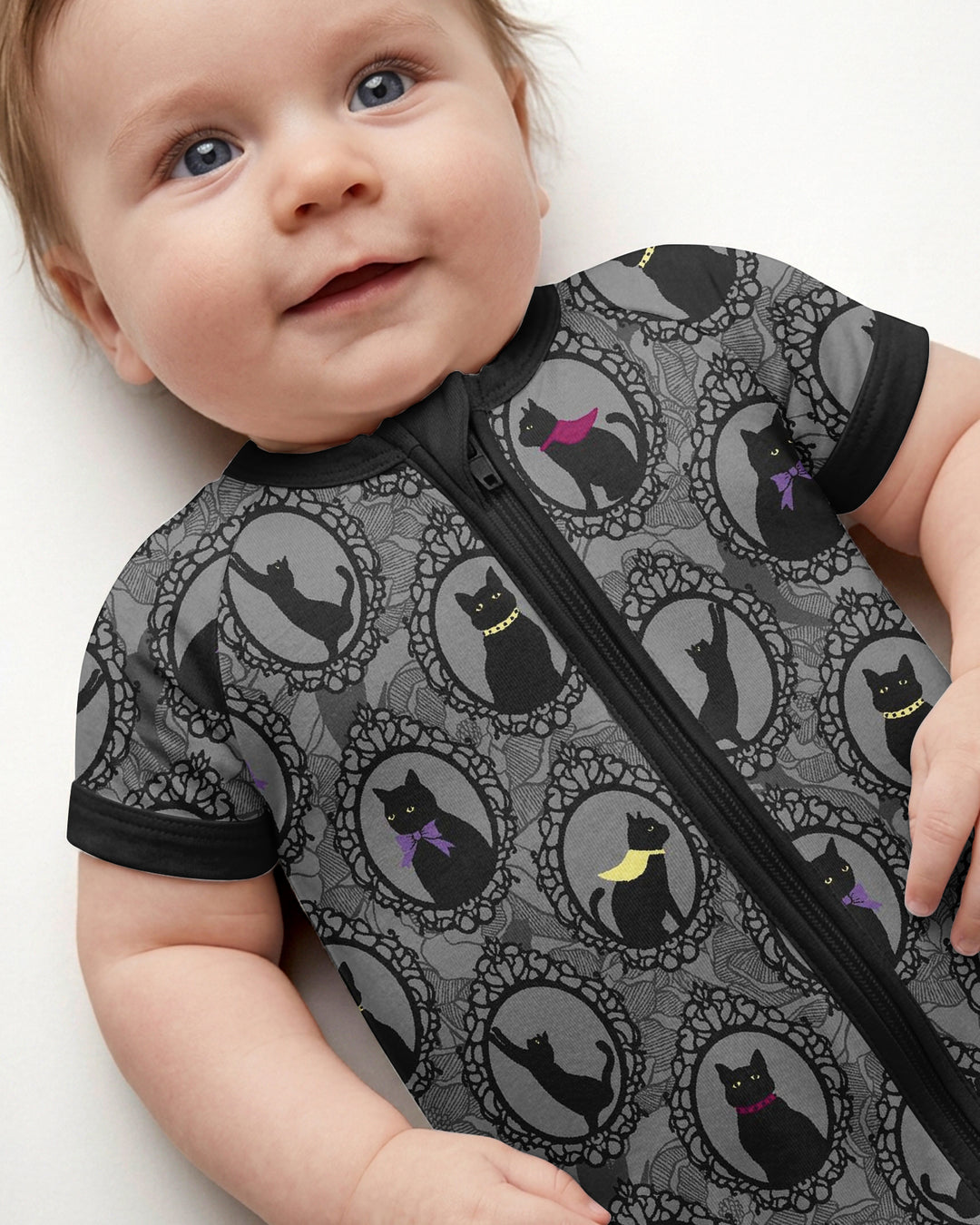 Midnight Cat Parade Bamboo Shorty Zippy