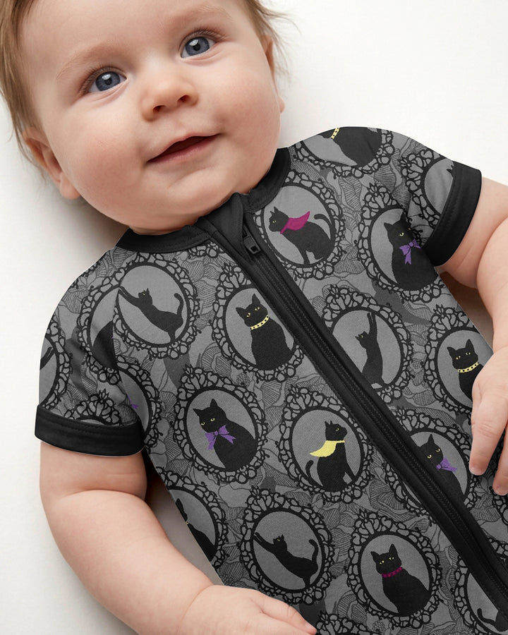 Midnight Cat Parade Bamboo Shorty Zippy