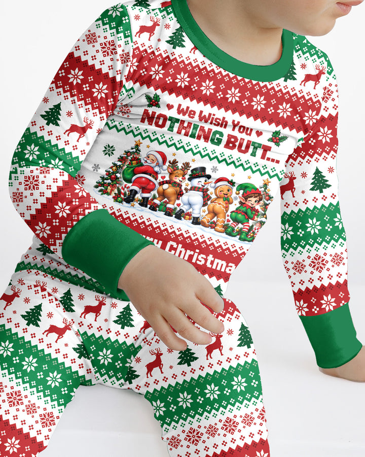 We Wish You Nothing Butt A Merry Christmas Bamboo Two Piece Long Sleeve Pajama Set