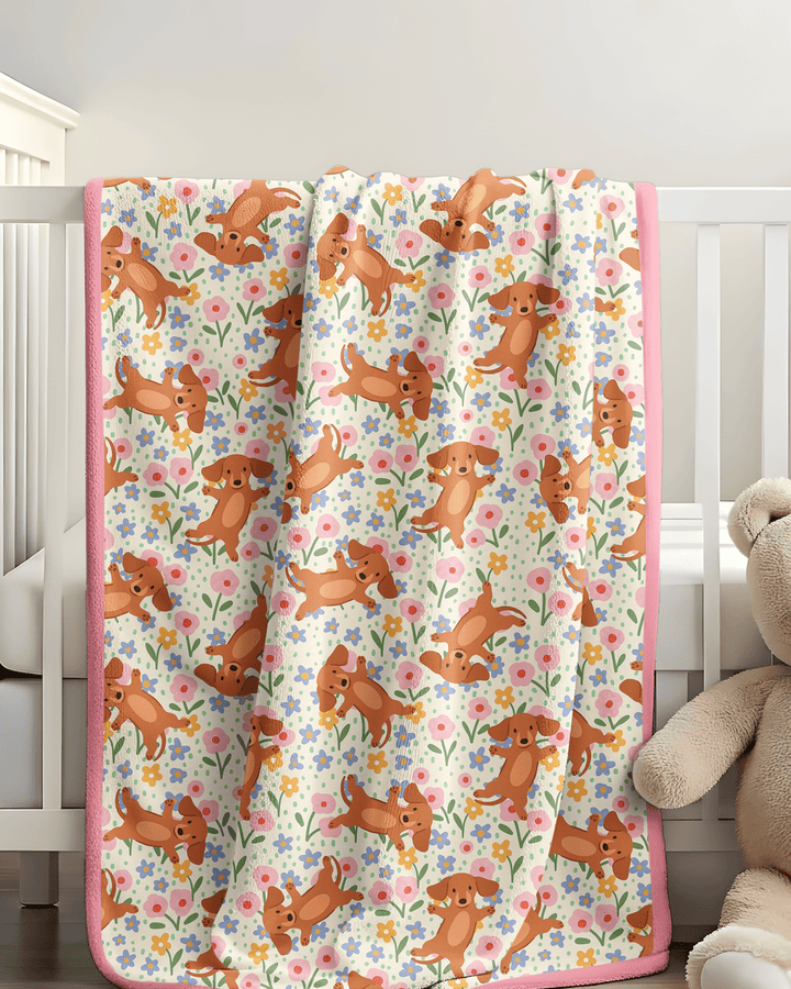 Dachshund Blooms Family Matching Bamboo Blanket