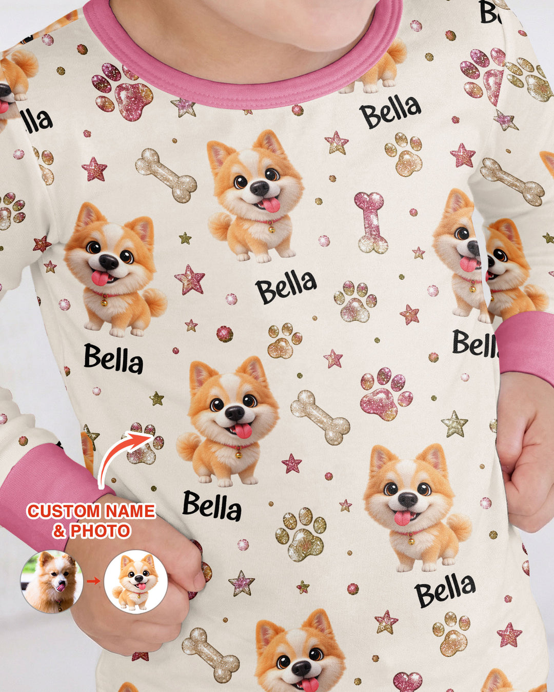 Little Cute Dogs Bamboo Two Piece Long Sleeve Pajama Set
