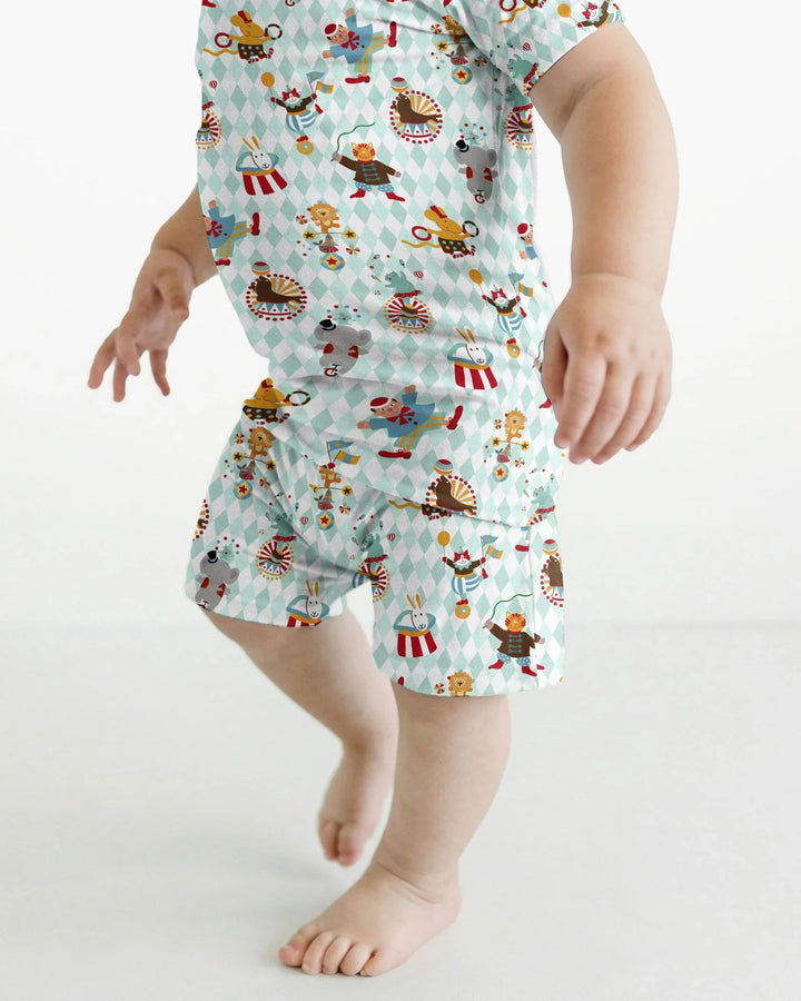 Circus Animal Bamboo Two Piece Short Sleeve Shorts Pajama Set