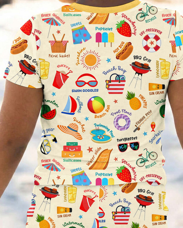 Zweiteiliges, kurzärmliges Pyjama-Set mit Marienkäfern