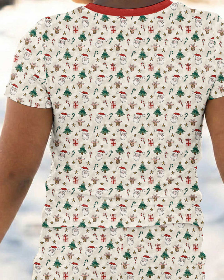 Snowy Santa Bamboo Two Piece Short Sleeve Pajama Set