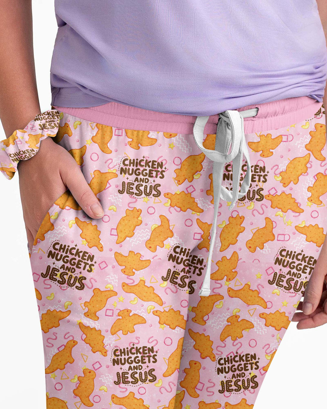 Chicken Nuggets and Jesus Family Matching Bamboo Women Pajama Set