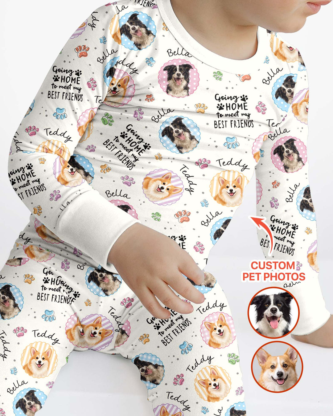 Custom Pet Photo My First Best Friend Bamboo Two Piece Long Sleeve Pajama Set