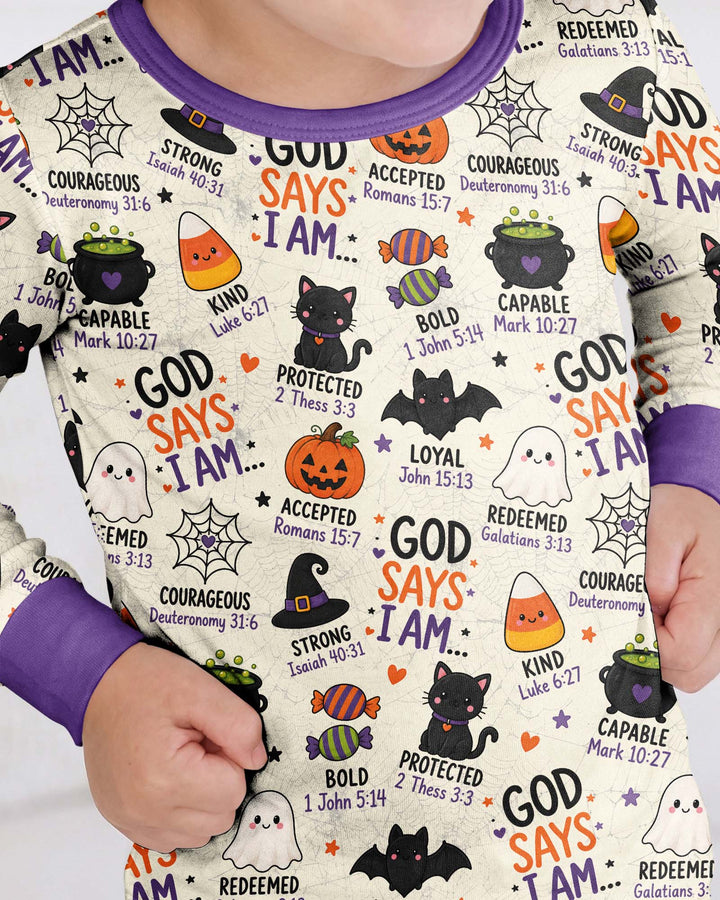 Halloween God Says I Am Bamboo Two Piece Long Sleeve Pajama Set