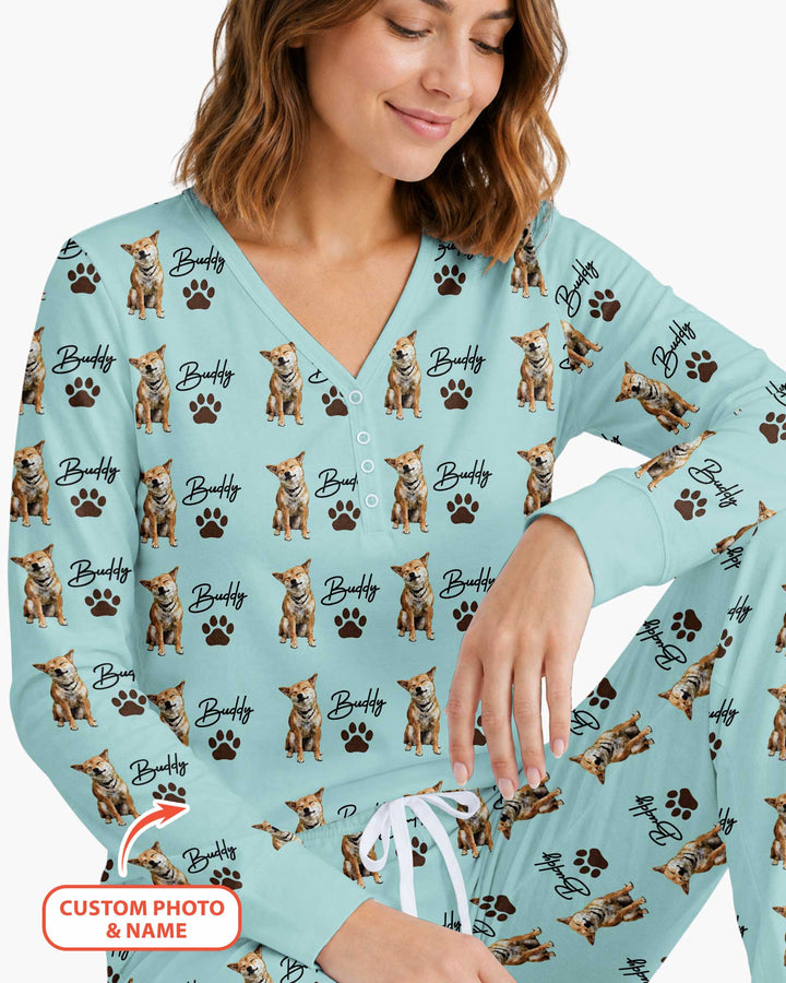Personalized Pet Portrait Bamboo Women Pajama Set
