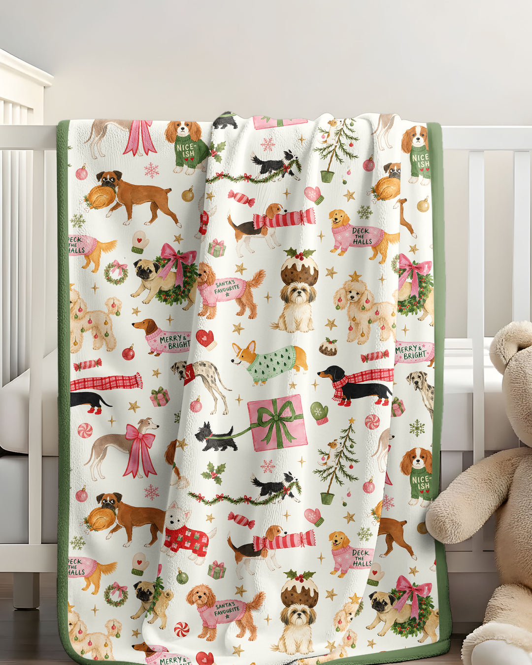Festive Dog Merry Woofmas Bamboo Blanket