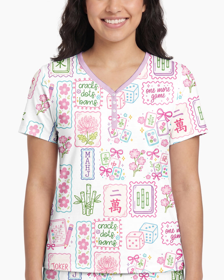 Cracks, Dots & Bams Mommy & Me Matching Bamboo Women Short Sleeve Short Pajama Set