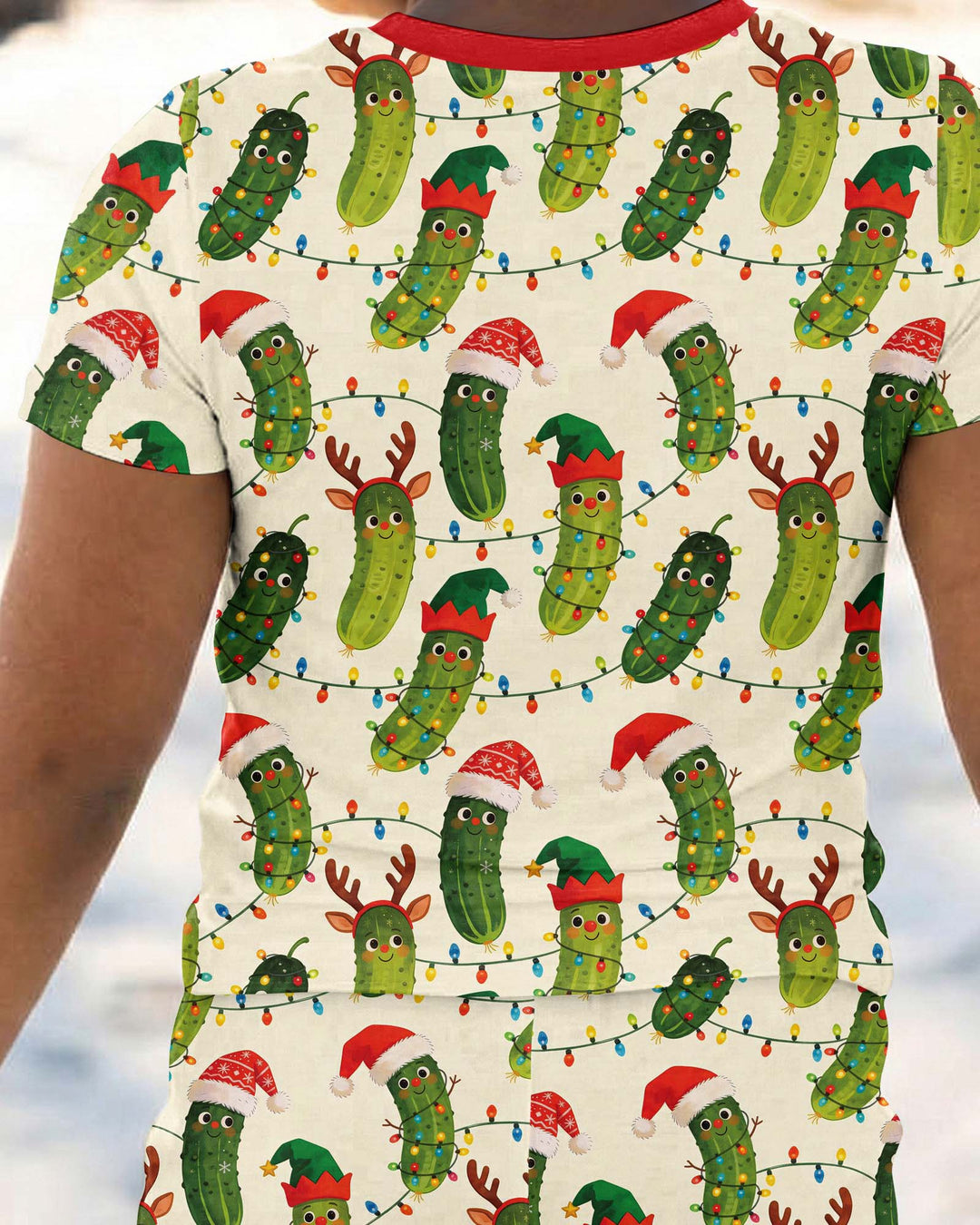 Cheerful Christmas Pickle Bamboo Two Piece Short Sleeve Pajama Set