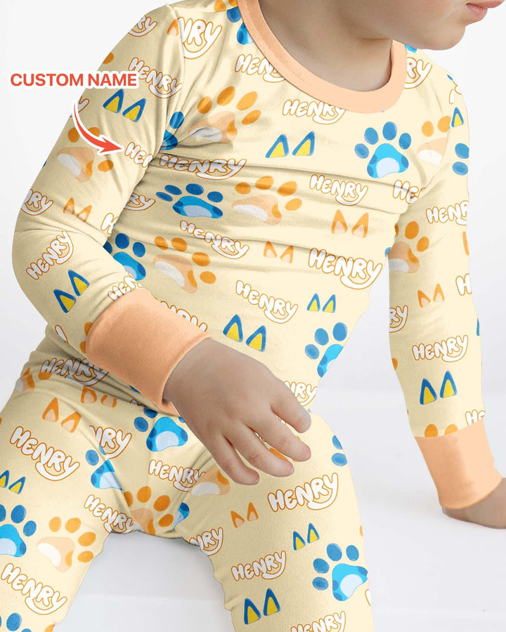Conjunto de pijama de dos piezas de bambú con mangas largas, plantilla PERSONALIZADA