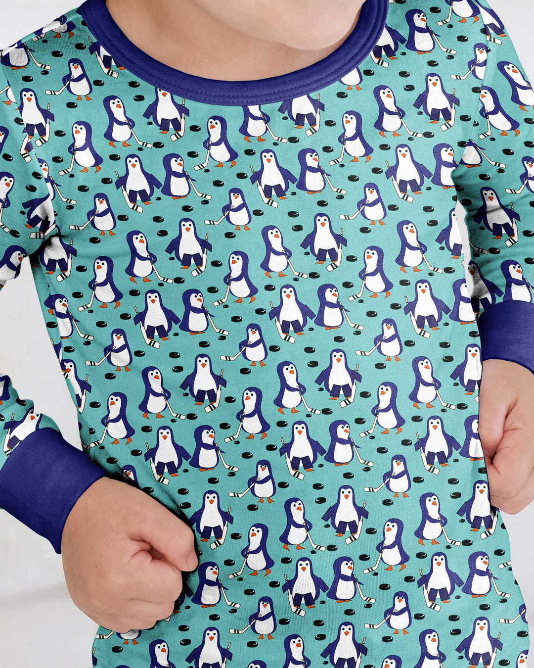 Penguin Hockey Bamboo Two Piece Long Sleeve Pajama Set