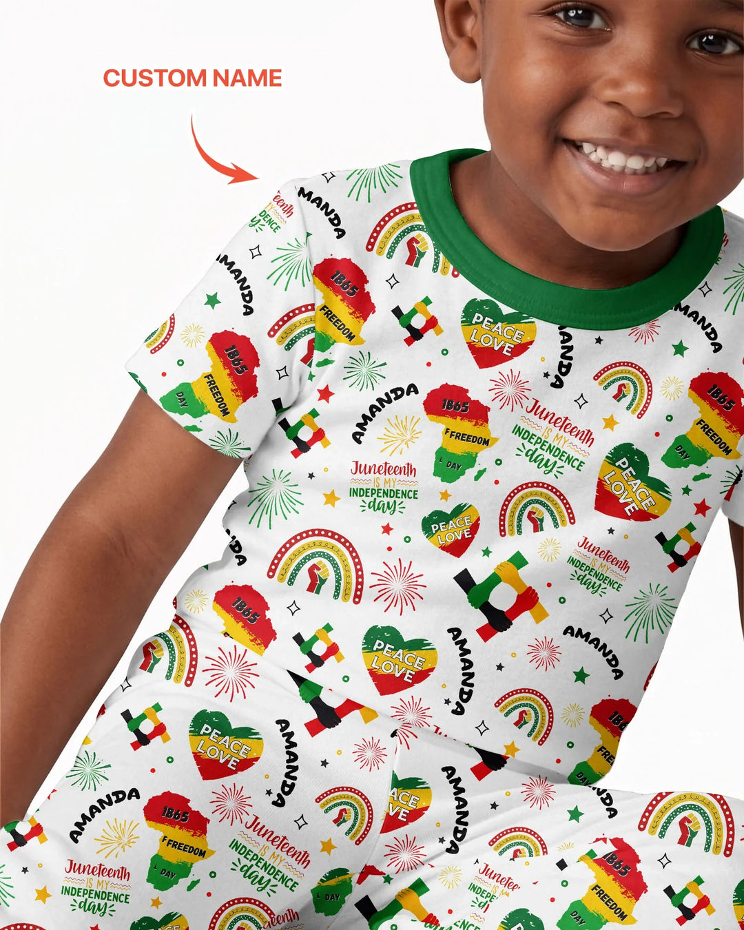 Custom Name Juneteenth Is My Independence Day Bamboo Two Piece Short Sleeve Pajama Set