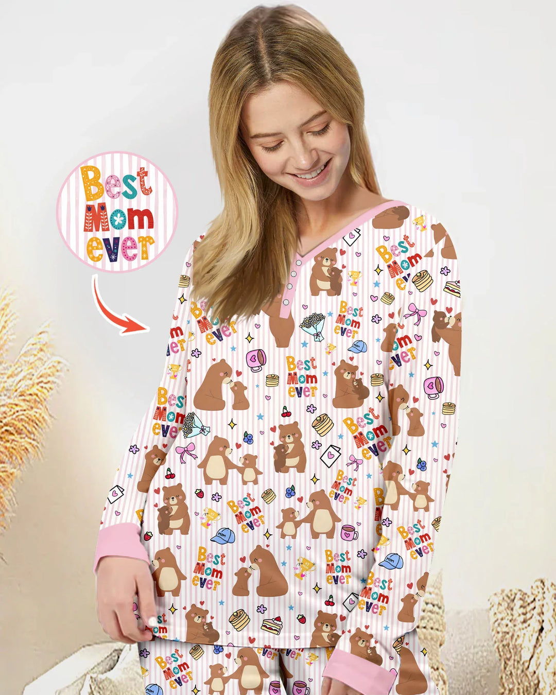 Best Mama Bear Ever Family Matching Bamboo Women Pajama Set