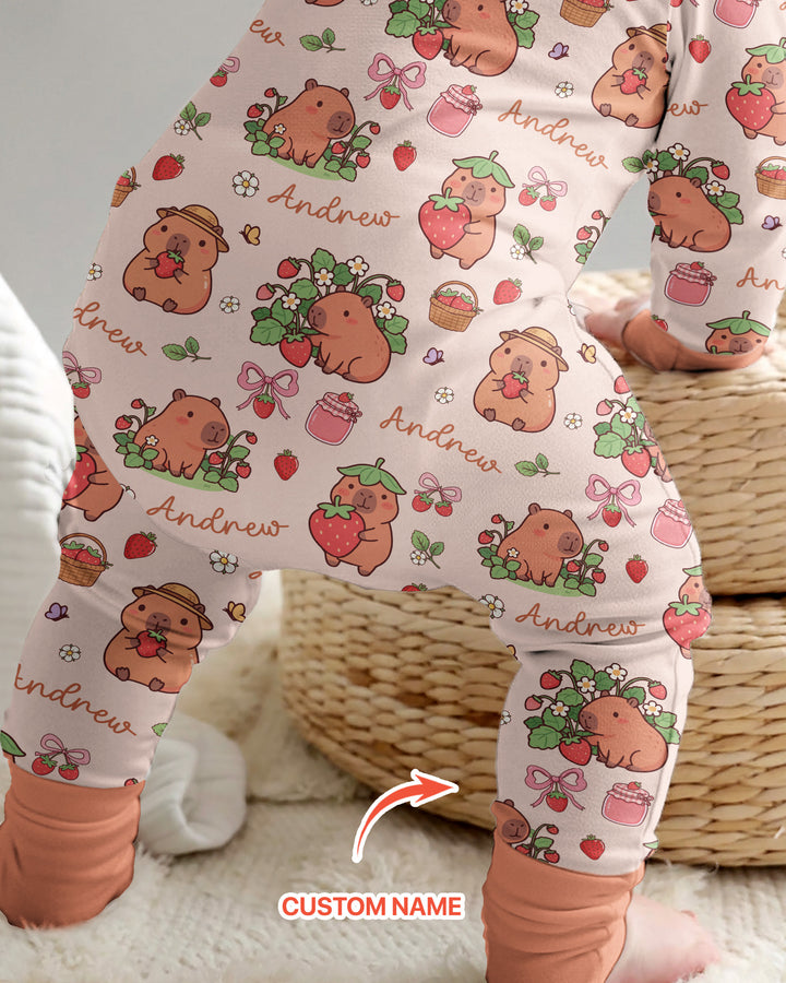Custom Name Capybara Strawberry Bamboo Convertible Zippy